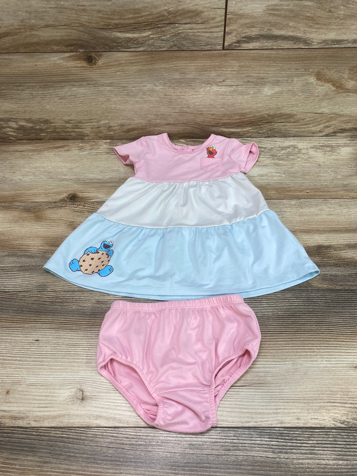 Sesame St. Elmo Pink Dress & Bloomer Set sz 9m