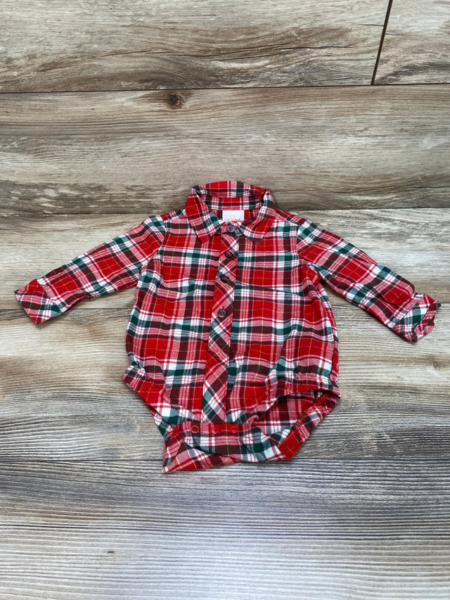 Cat & Jack Plaid Button Up Bodysuit Red sz 3-6m - Me n Mommy To Be