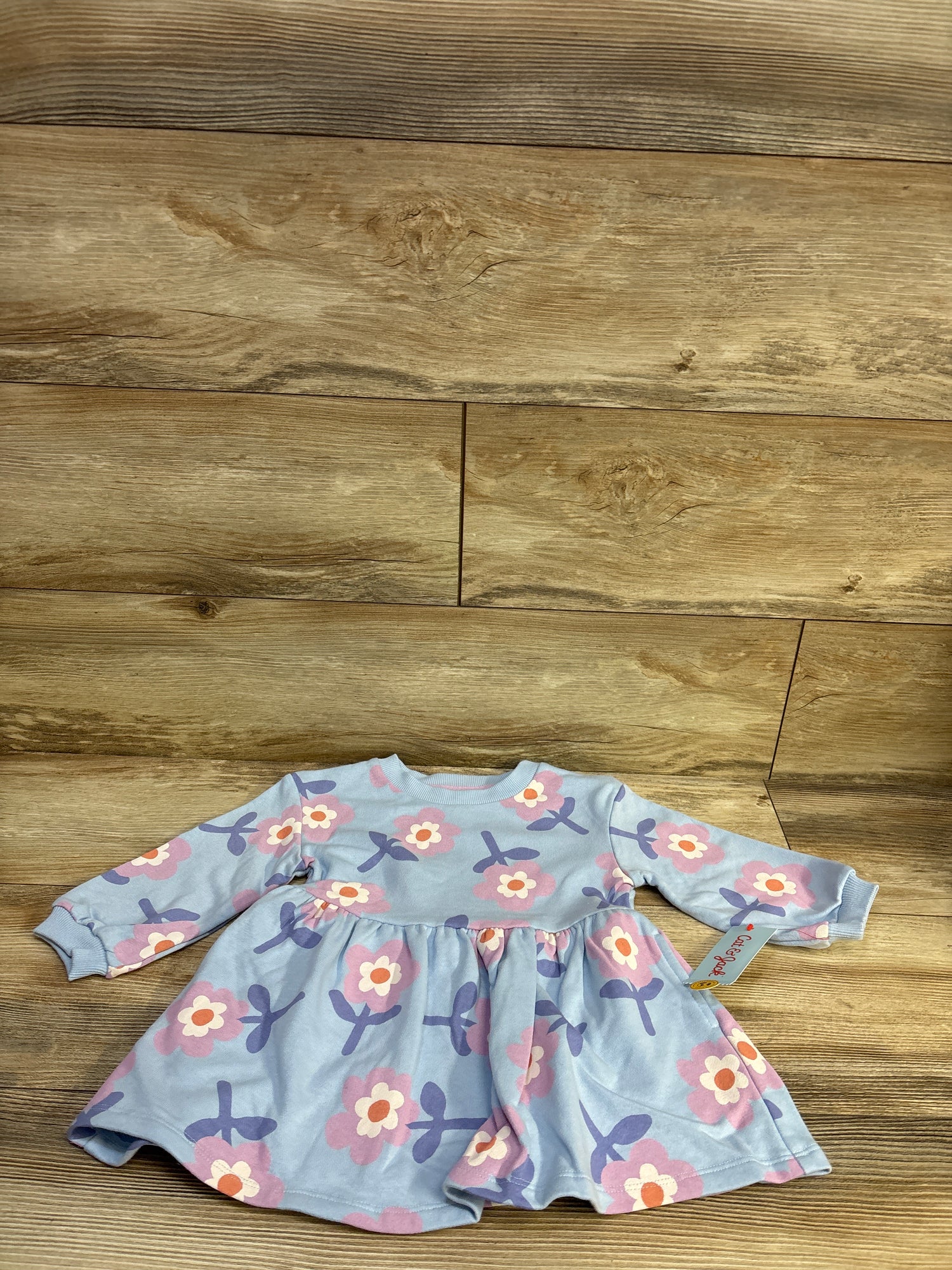 NEW Cat & Jack Floral Sweatshirt Dress Blue sz 18m