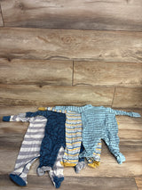 NEW Gerber 4pk Sleep N' Play Sleepers Blue sz 0-3m