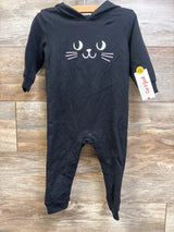 NEW Cat & Jack Halloween Cat Hooded Romper Black sz 18m