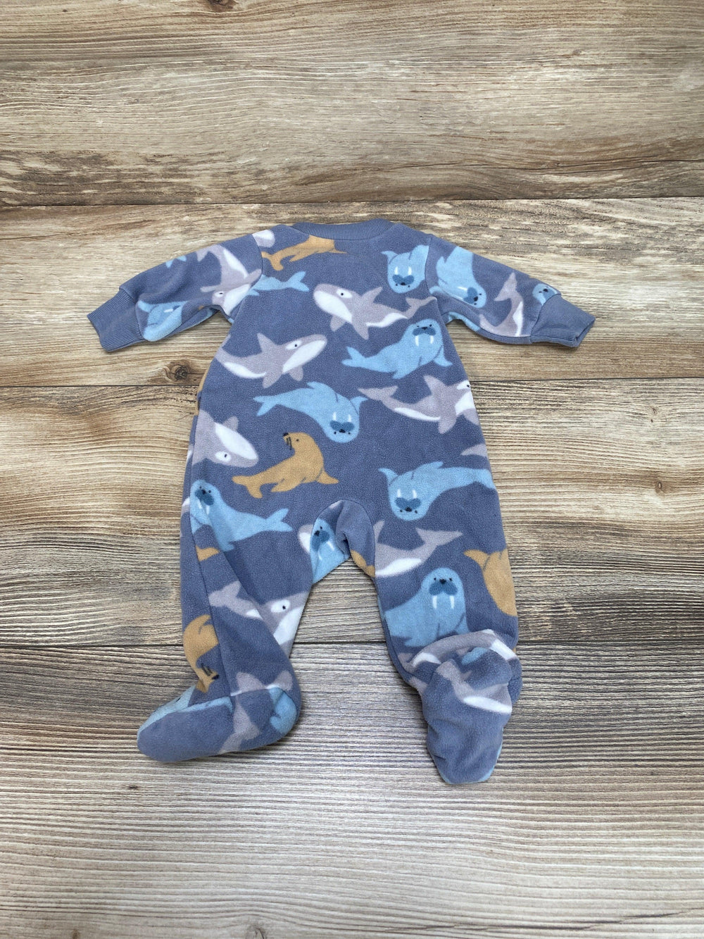 Child Of Mine Blue Animal Print Blanket Sleeper sz Preemie - Me 'n Mommy To Be