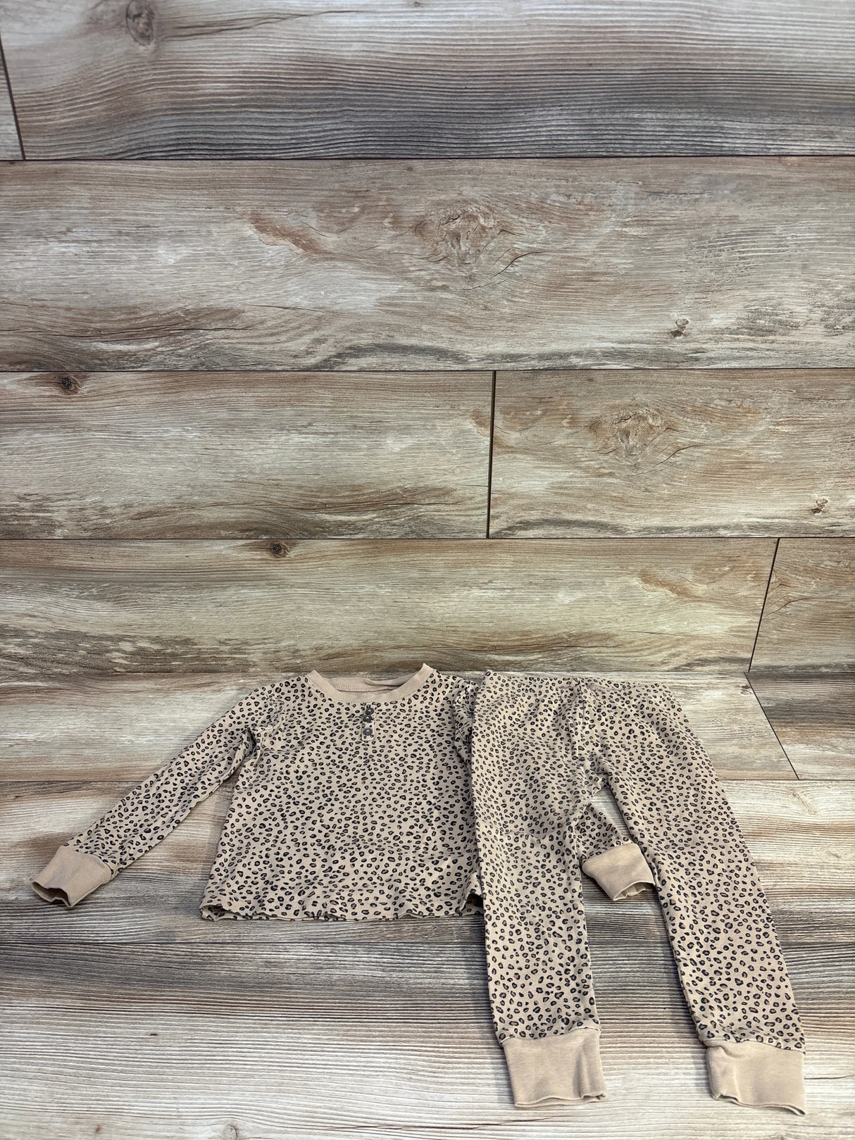 Carter's 2pc Leopard Print Shirt & Pants Pajama Set Brown sz 3T