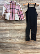Shein Plaid Jacket & Unitard Set Pink sz 12-18m