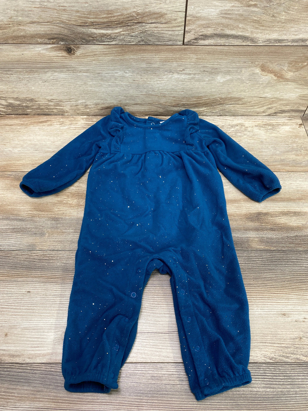 Carter's Fleece Ruffle Trim Coverall Blue sz 12m