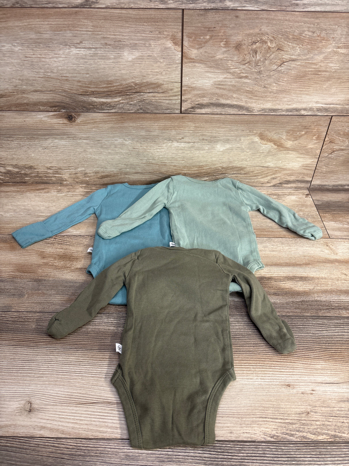 Honest Baby 3pk Long Sleeve Bodysuit Set Blue sz 0-3m