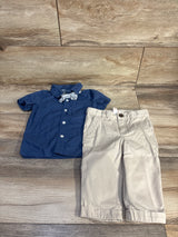 Cat & Jack 3pc Button-Up Shirt, Pants, & Bowtie Set Blue sz 12m