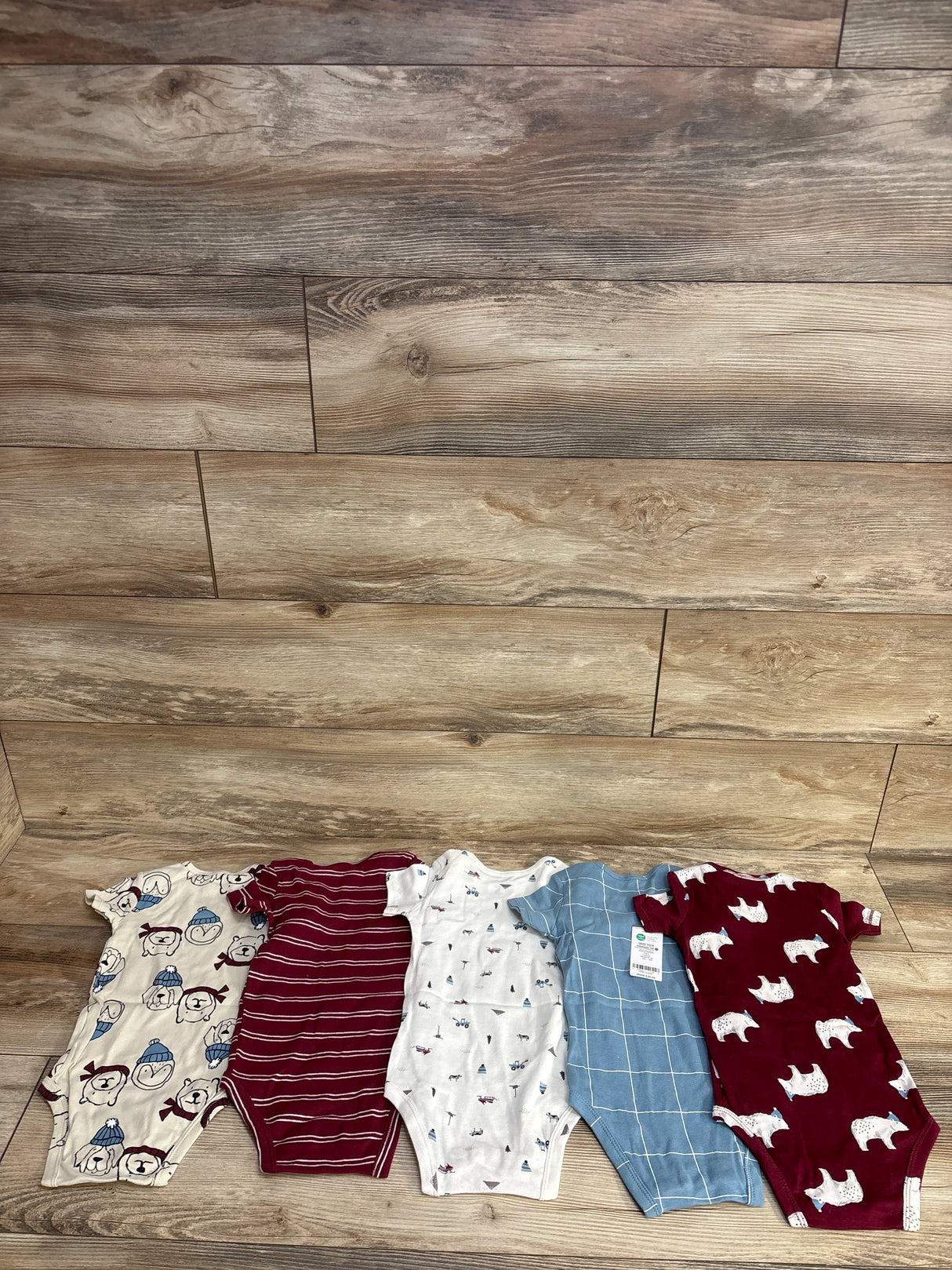 NEW Carter's 5pk Polar Bear Bodysuit Set Burgundy sz 18m