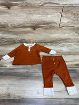 Cat & Jack 2pc Ribbed Henley Shirt & Pants Cinnamon sz 3-6m