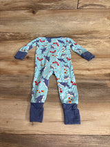 Butter Baby Shark Print Bamboo Convertible Sleeper Blue sz 0-3m