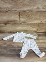 Just One You 2pc Ribbed Zebra Kimono Top & Bottoms White sz Newborn