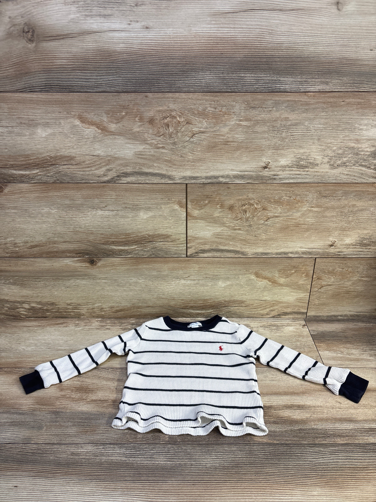 Ralph Lauren Striped Waffle Knit Shirt White sz 18m