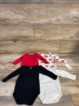 NEW Hudson Baby 4pk Long Sleeve Bodysuit Set White sz 3-6m