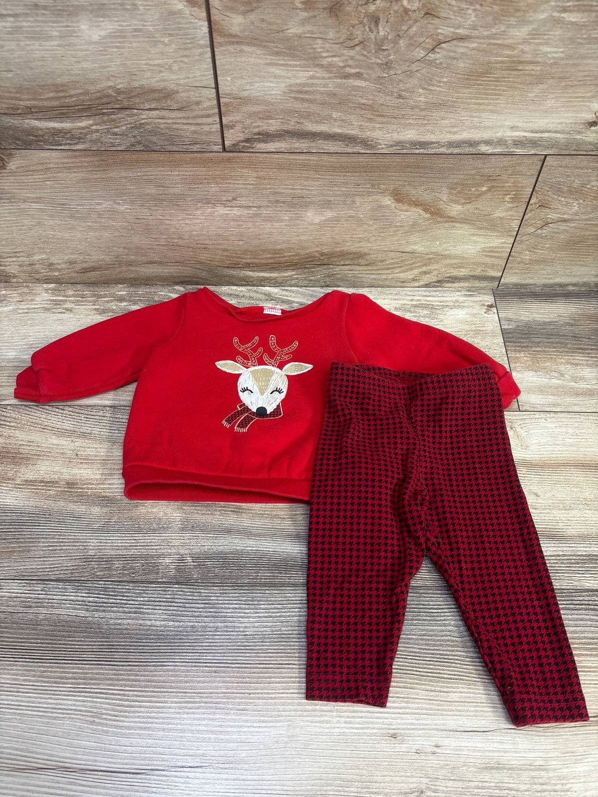 Carter's 2pc Reindeer Sweatshirt & Pants Set Red sz 9m