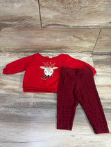 Carter's 2pc Reindeer Sweatshirt & Pants Set Red sz 9m