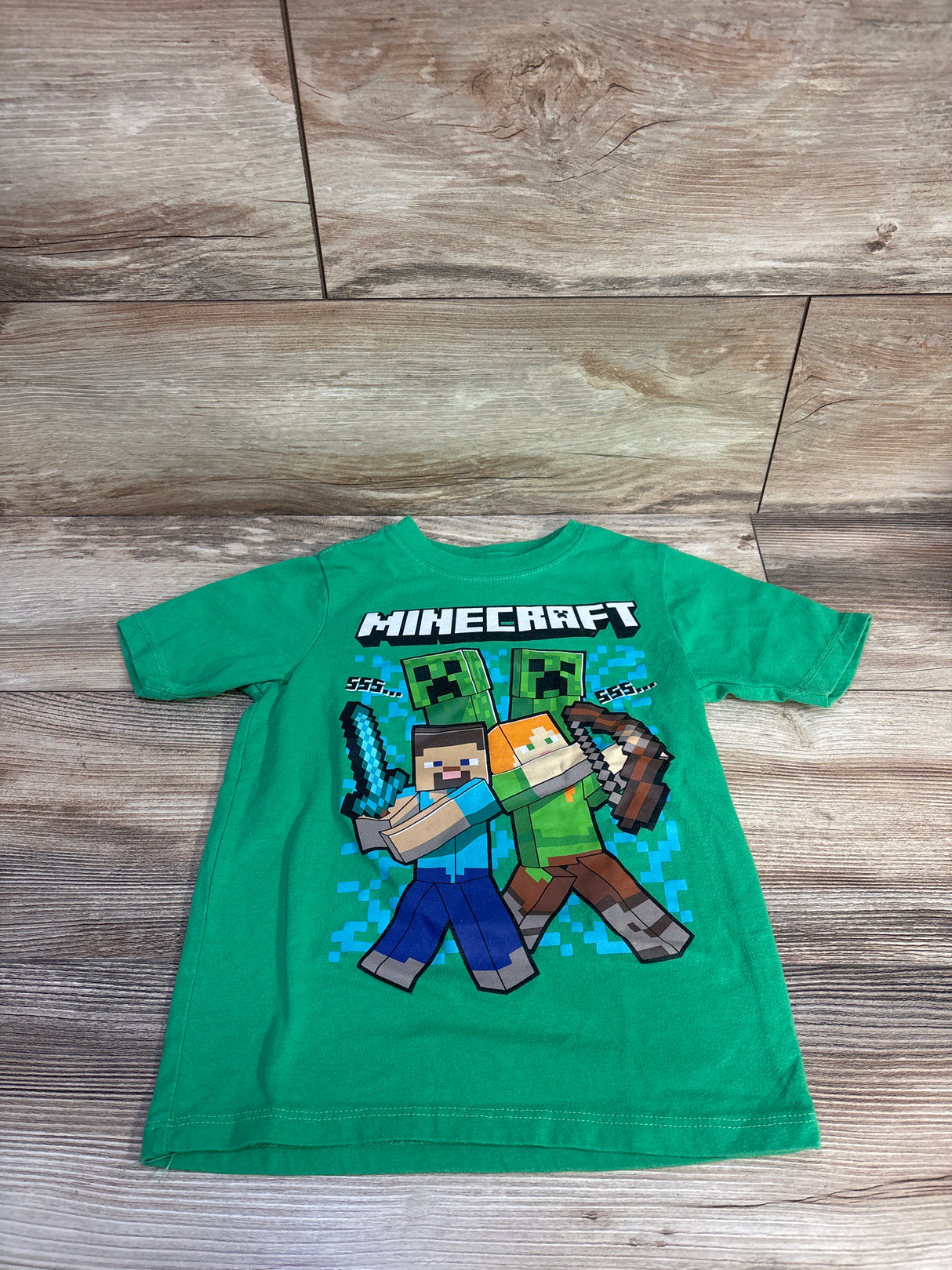 Mojang Minecraft Shirt Green sz 4-5T