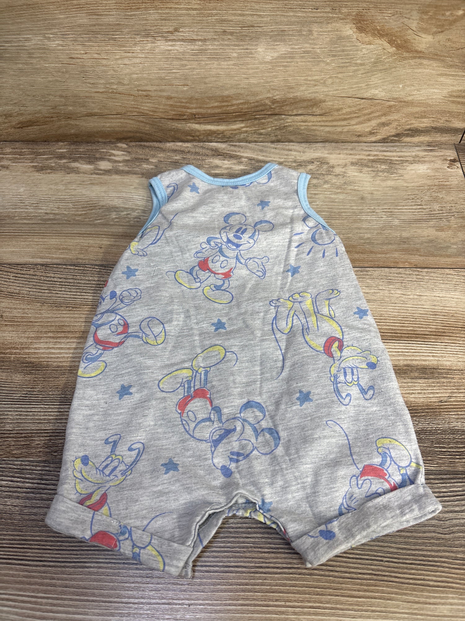 Disney Baby Mickey Mouse Henley Romper Grey sz 3-6m