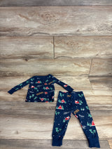 Old Navy 2pc Christmas Print Pajama Set Navy sz 12-18m