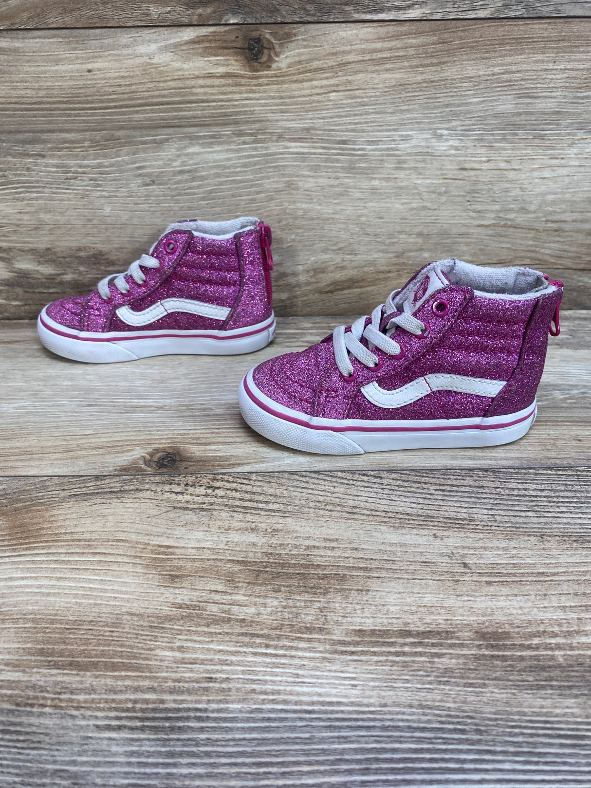 Vans Sk8-High Top Sneakers Pink Glitter Sz 6c