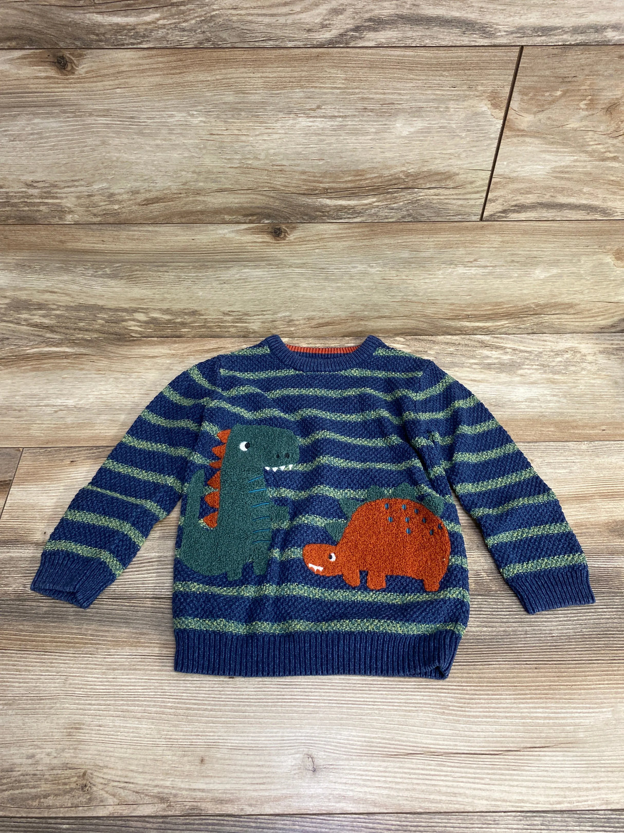 Nutmeg Knitted Dinosaur Sweatshirt Navy sz 5T-6