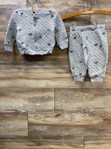 Carter's 2pc Quilted Full Zip Dinosaur Set Grey sz 9m