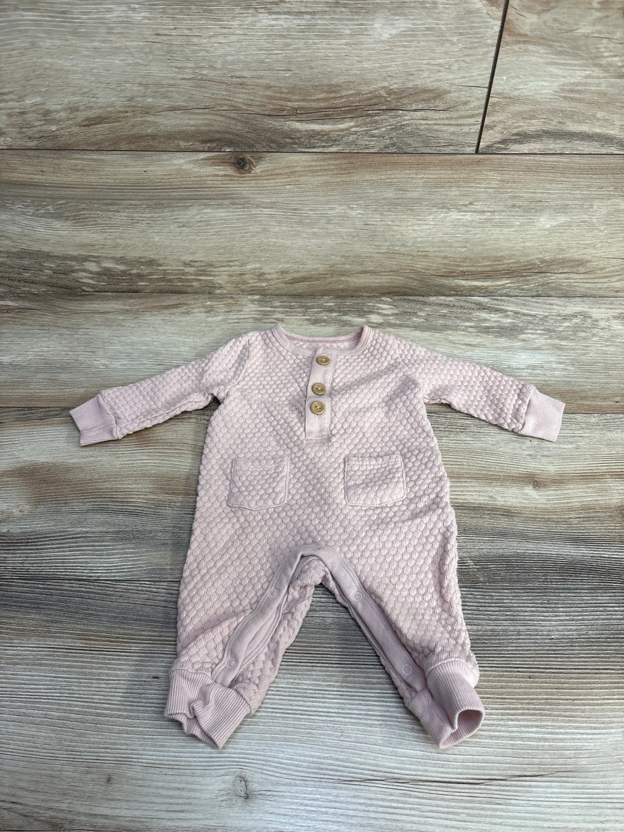 Cloud Island Textured Henley Coverall Pink sz 0-3m