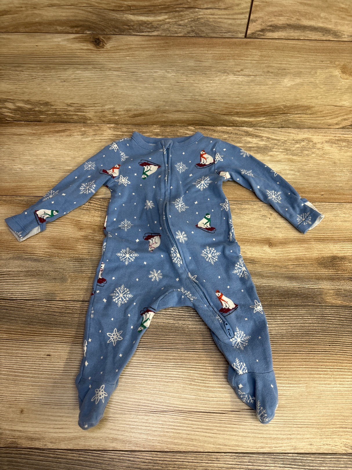 Old Navy Polar Bear Print Sleeper Light Blue sz 3-6m
