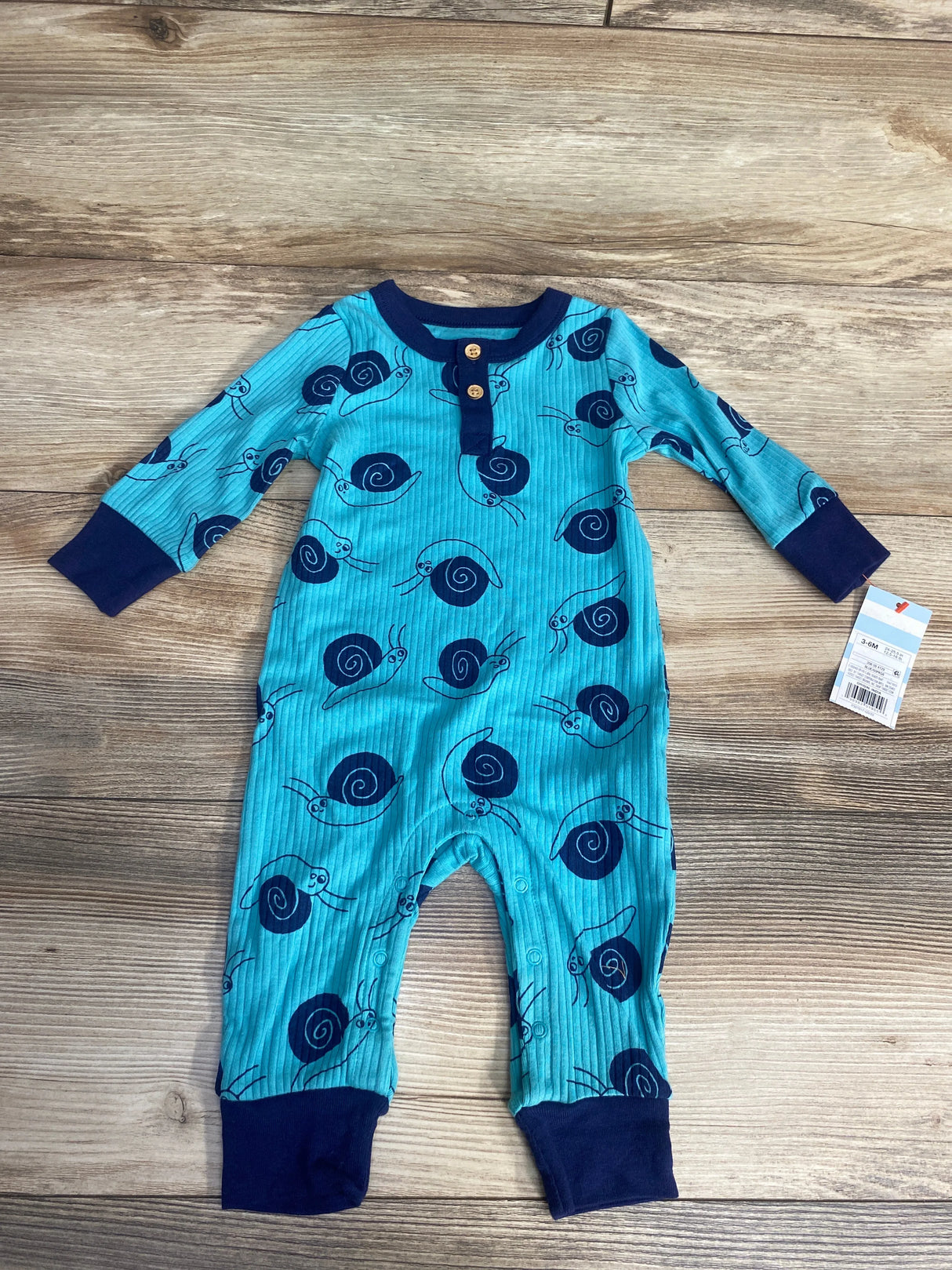 NEW Cat & Jack Snail Ribbed Coverall Blue sz 3-6m