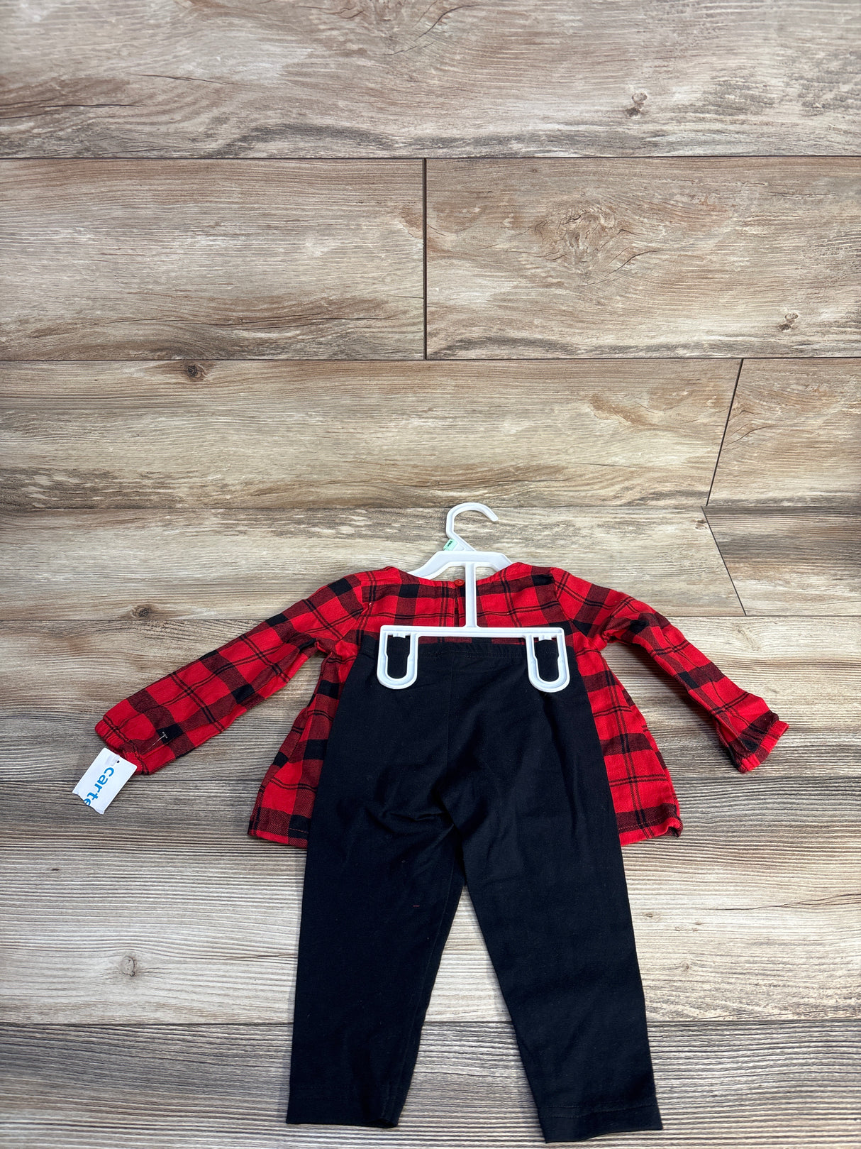 NEW Carter's 2pc Plaid Peplum Top & Leggings Set Red sz 18m