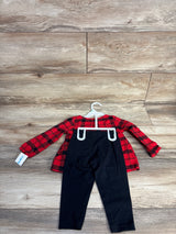 NEW Carter's 2pc Plaid Peplum Top & Leggings Set Red sz 18m