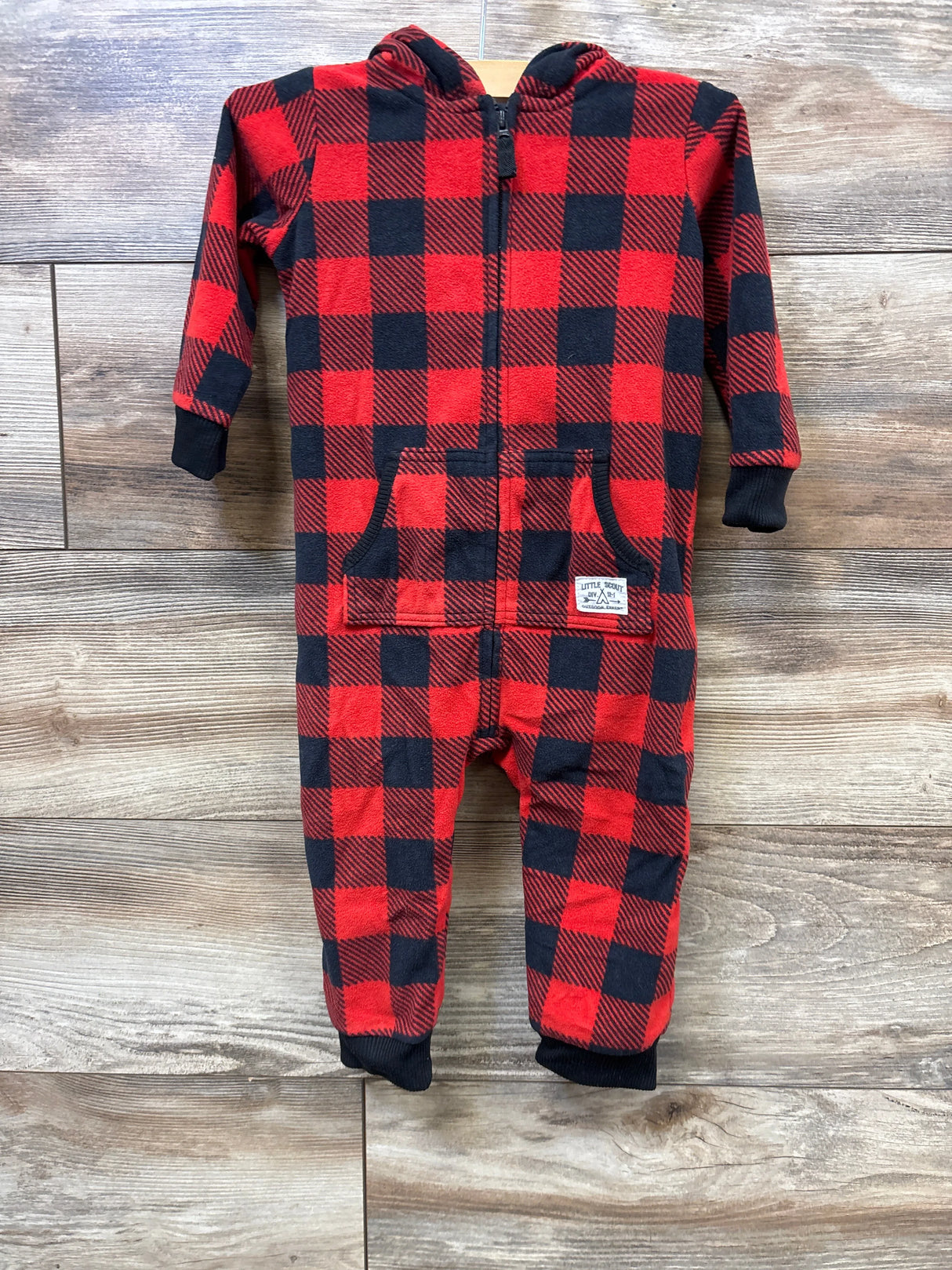 Carter's Buffalo Plaid Hooded Coverall Red sz 18m