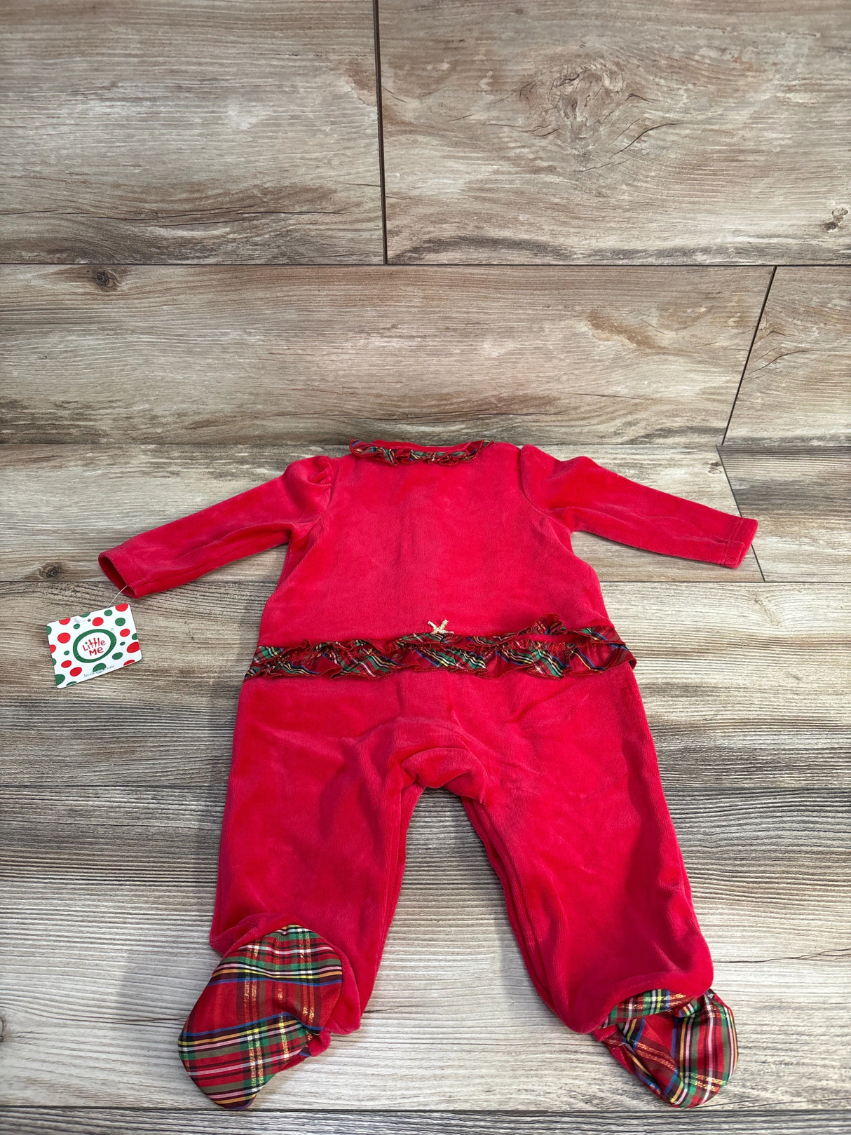 NEW Little Me Velvet Mistletoe Sleeper Red sz 6m
