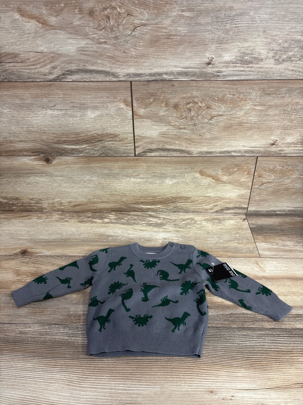 NEW Okie Dokie Dinosaur Knit Sweater Grey sz 9m