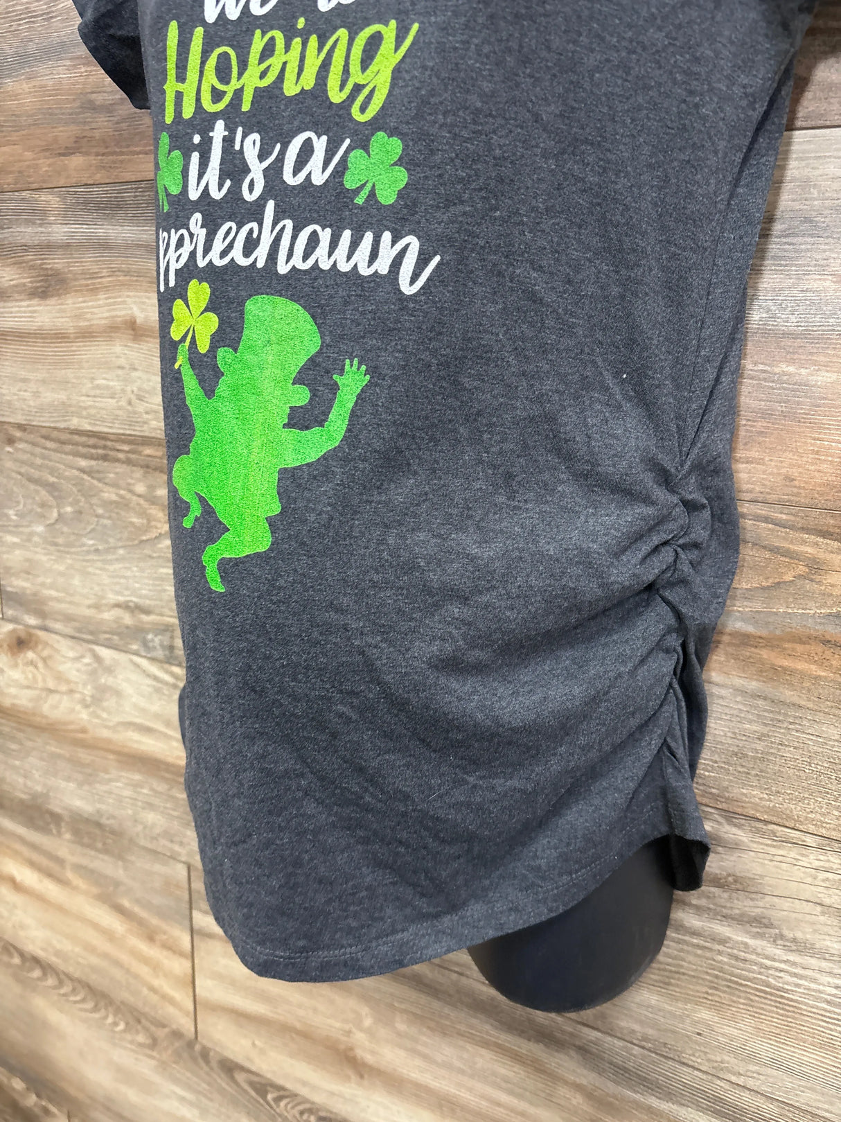 Bloom Maternity St Patrick's Day Were Hoping Shirt Grey sz Medium