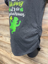 Bloom Maternity St Patrick's Day Were Hoping Shirt Grey sz Medium
