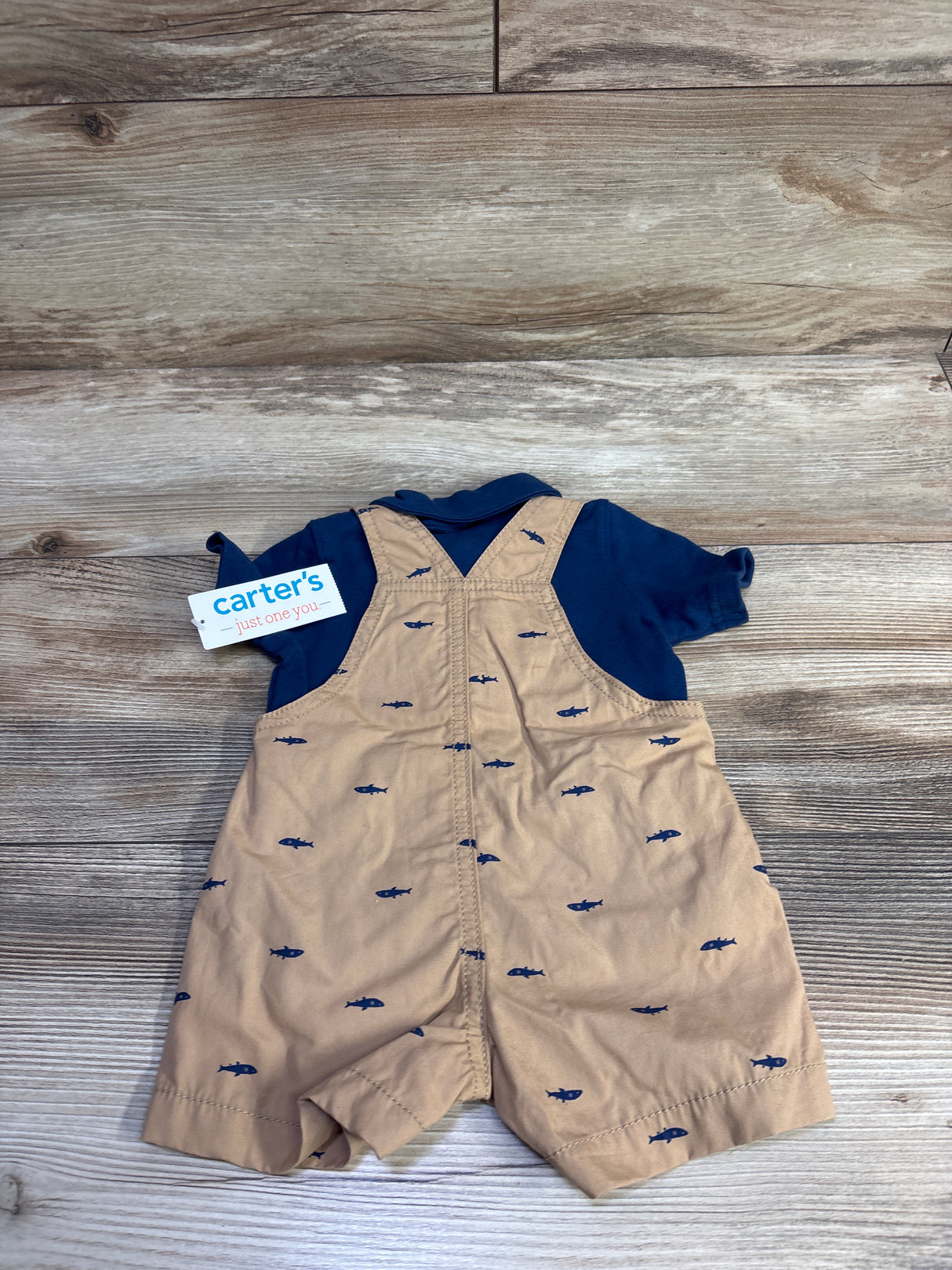 NEW Just One You 2pc Polo Shirt & Shortalls Set Navy 3m
