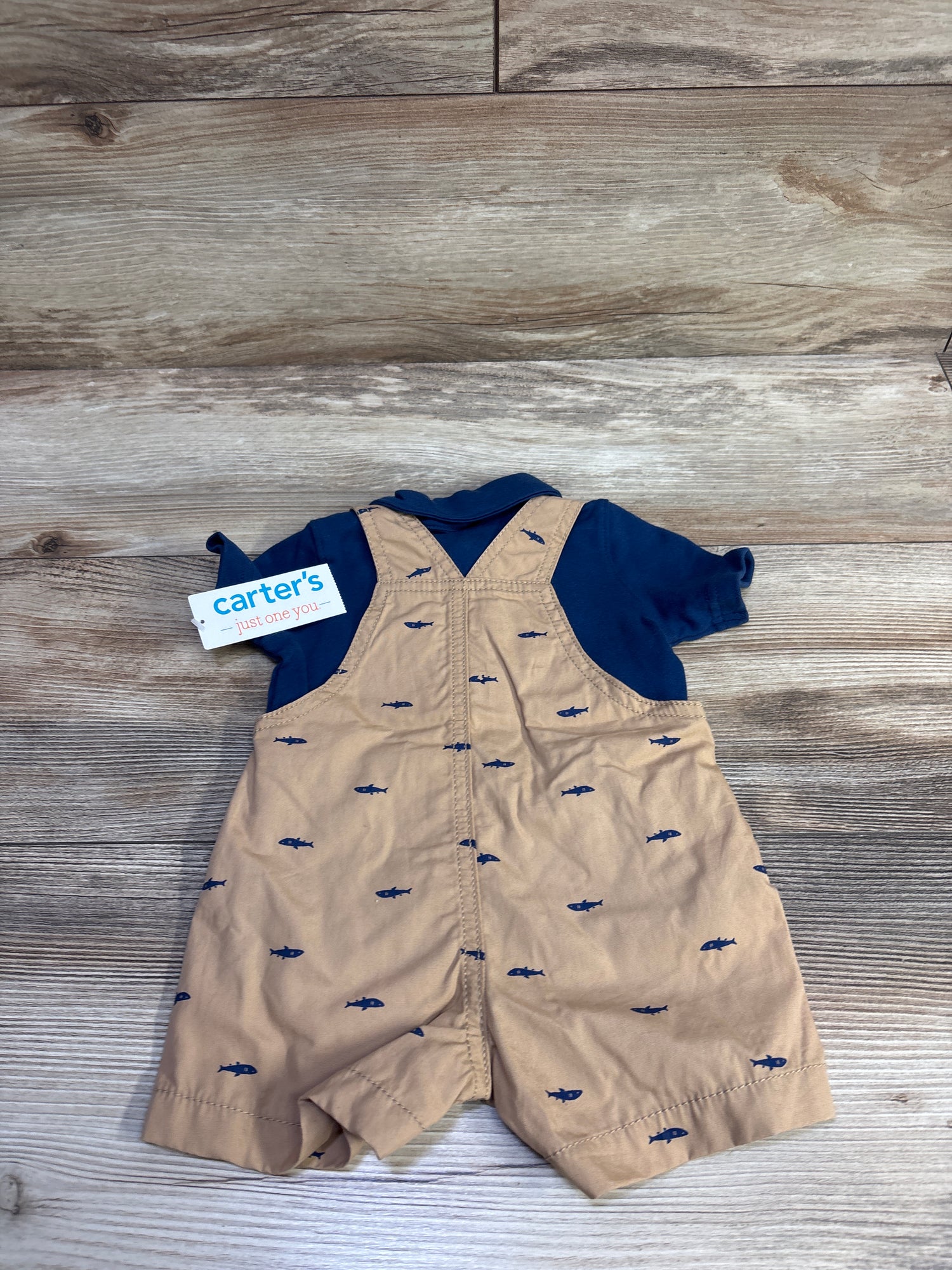 NEW Just One You 2pc Polo Shirt & Shortalls Set Navy 3m