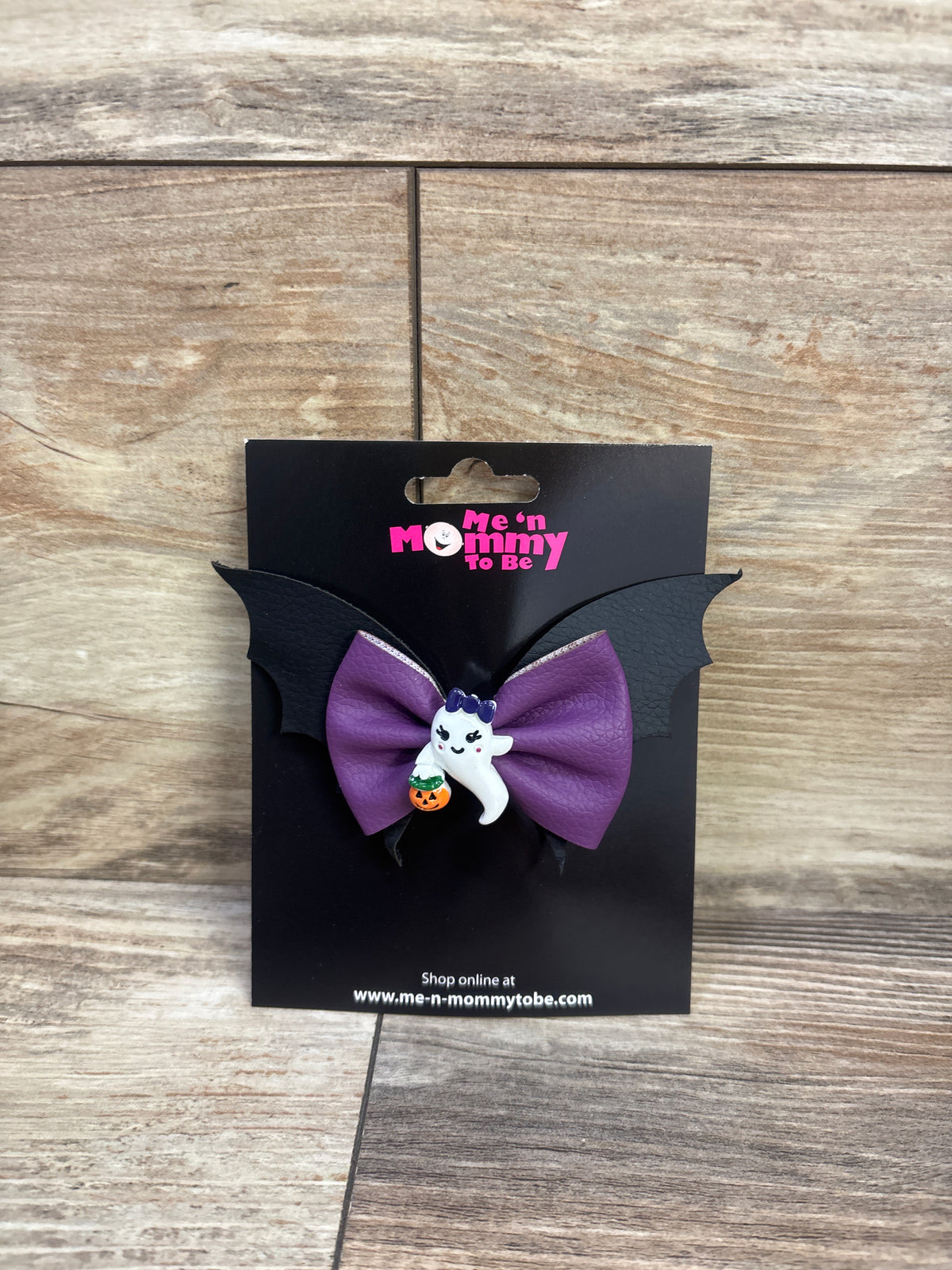 NEW Ghost Applique Faux Leather Bat Hair Bow