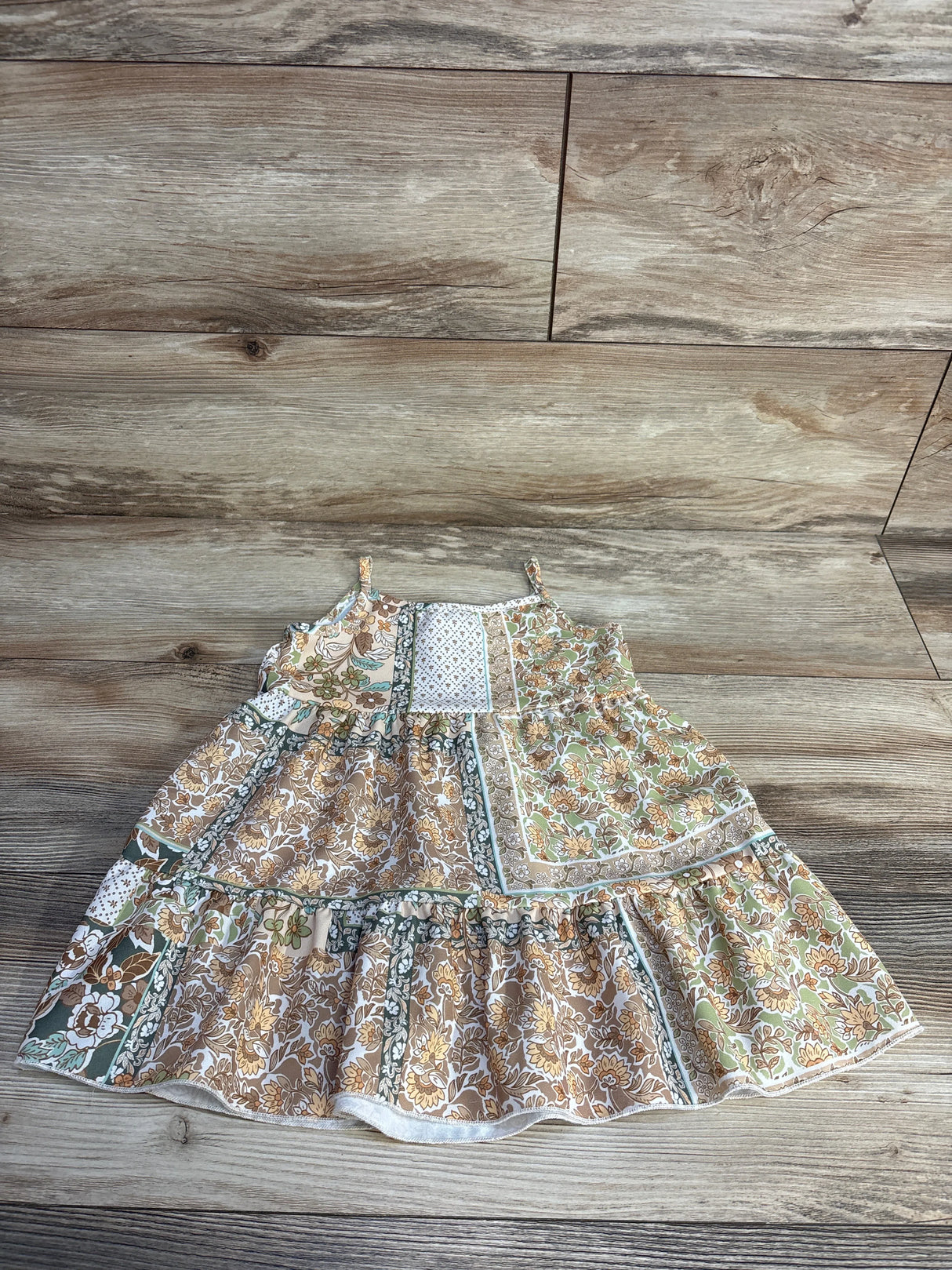 Tullabee Floral Tiered Dress Beige sz 2T - Me n Mommy To Be