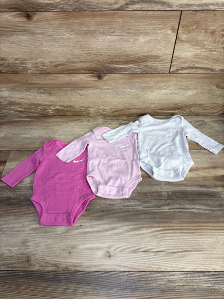 Nike 3pk Long Sleeve Bodysuits White/Pink sz 3m - Me n Mommy To Be