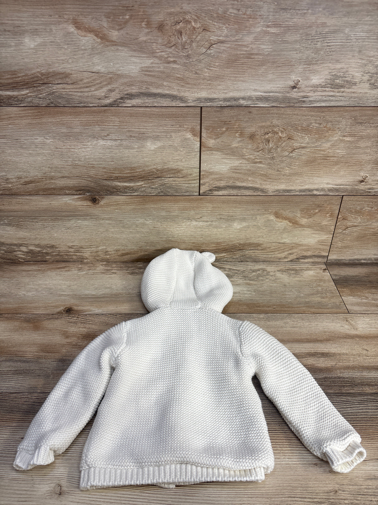 M&S Garter Knit Hooded Cardigan Ivory sz 18-24m