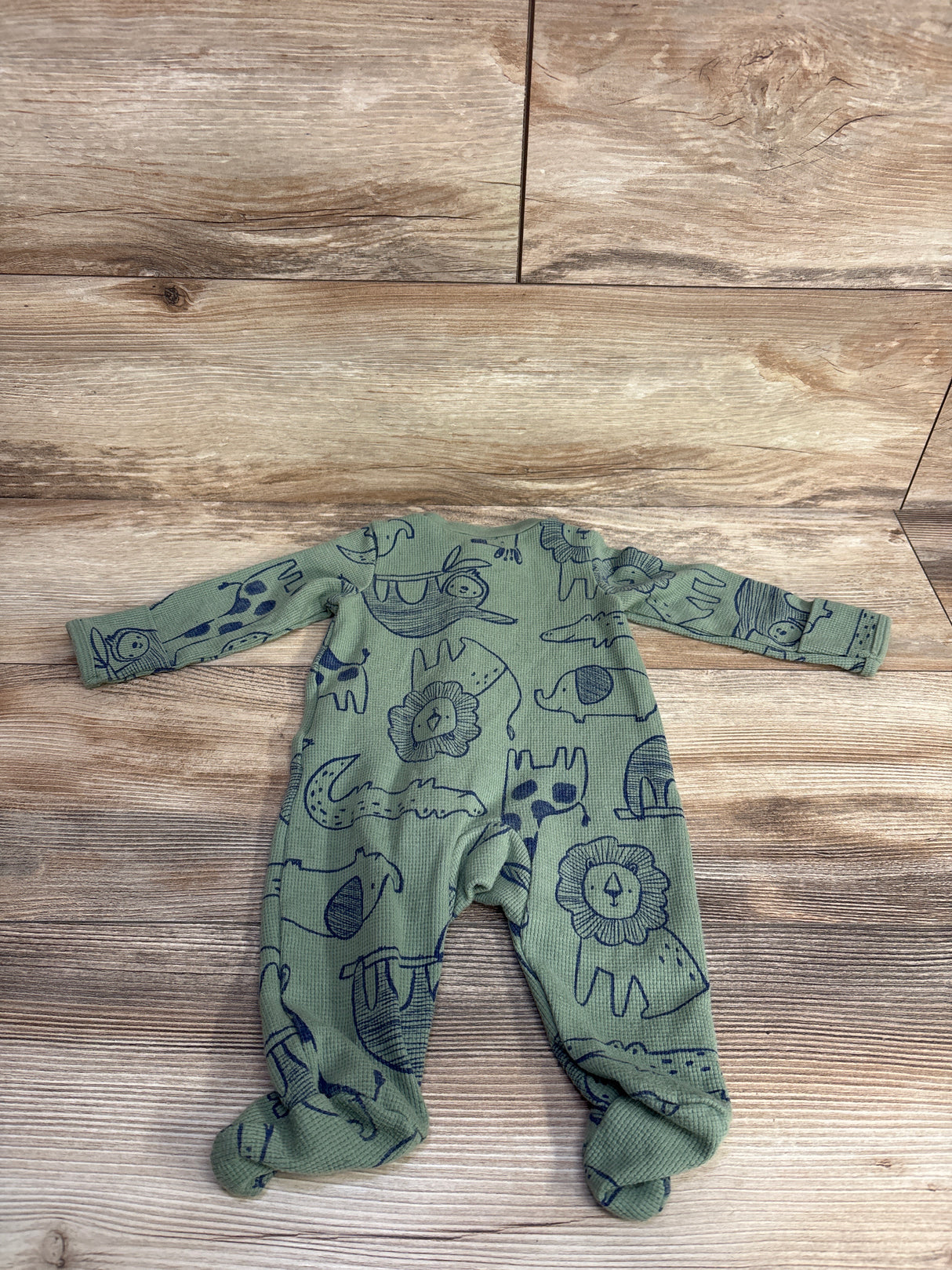 Simple Joys Waffle Knit Animal Sleeper Green 0-3m