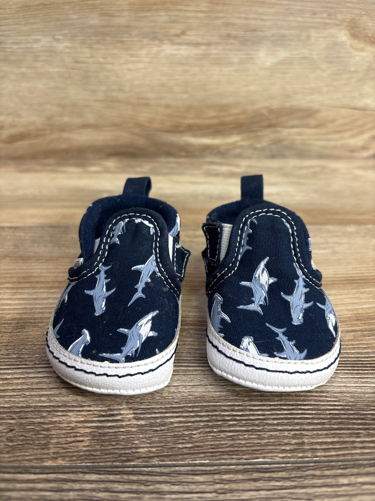 Vans Slip-On V Shark Print Shoes Navy sz 2c