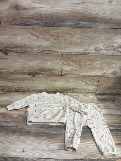 Cloud Island 2pc toast print modal sweatshirt and joggers set for infants in tan