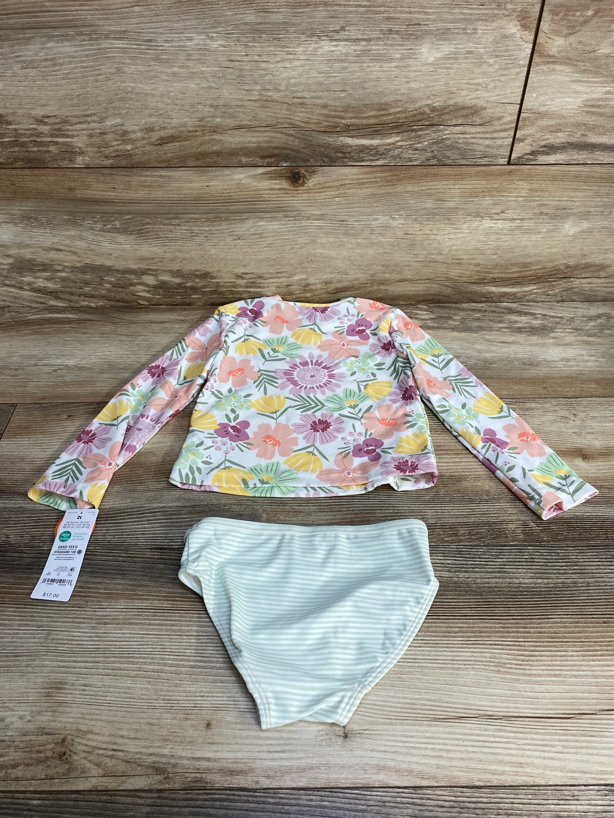 NEW Just One You 2pc Floral Rashguard & Bottoms Set White sz 2T