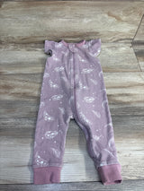 Owlivia Organic Zip Footless Pajamas in Ruffle Feather Mauve sz 6-12m