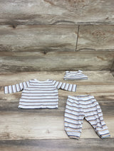 Child Of Mine 3pc Striped Shirt & Pants Set White sz 0-3m