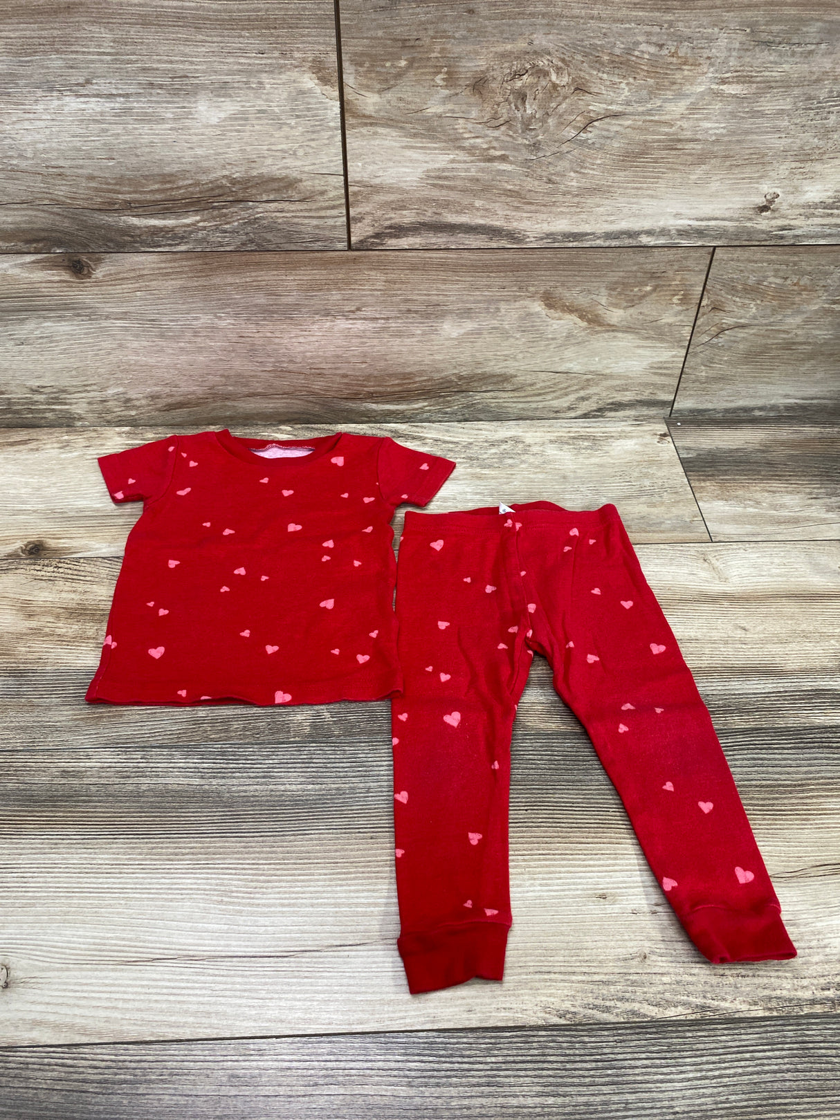 Just One You 2pc Heart Print Pajama Set Red sz 18m