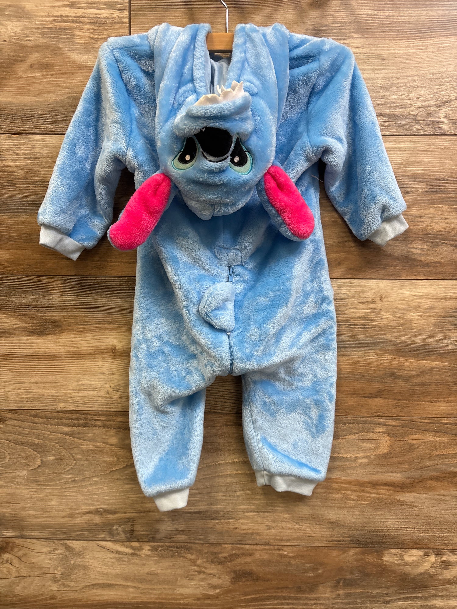 Michley Stitch Plush Hooded Coverall Costume Blue sz 12-18m