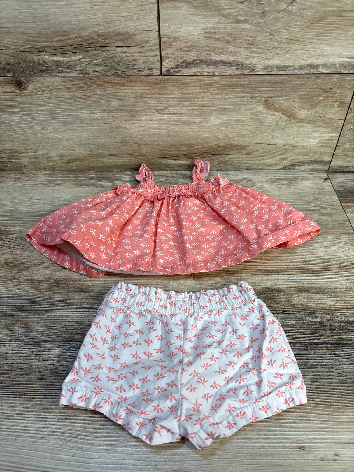 Just One You Smocked Top & Short Set Pink sz 12m